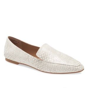 Steve Madden Womens Gemmy Gray (Snakeskin) Leather SlipOn Flat Loafers Shoes NWT